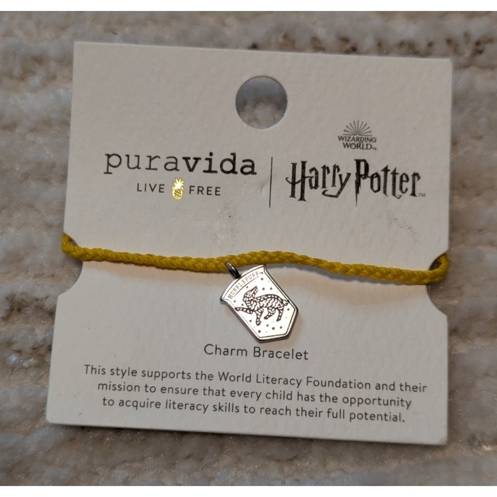Pura Vida Harry Potter Hufflepuff Charm Braided Bracelet Yellow 10BRXX1690 NWT